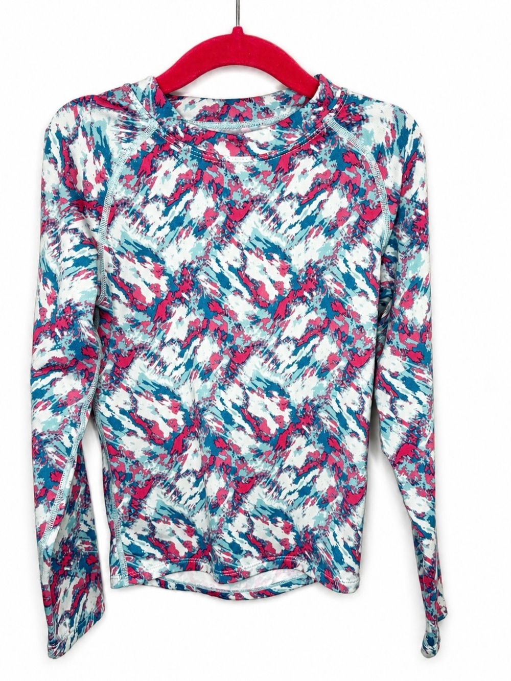Athletic Works Girls Activewear Top Colorful Long Sleeve Stretch Sz S 6Y